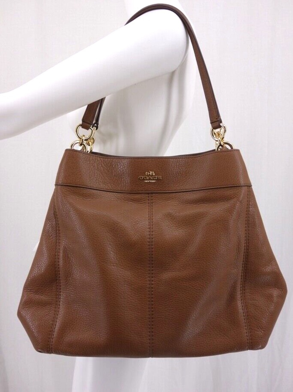 Coach Lexy Pebbled Leather Shoulder Bag with Gold Hardware